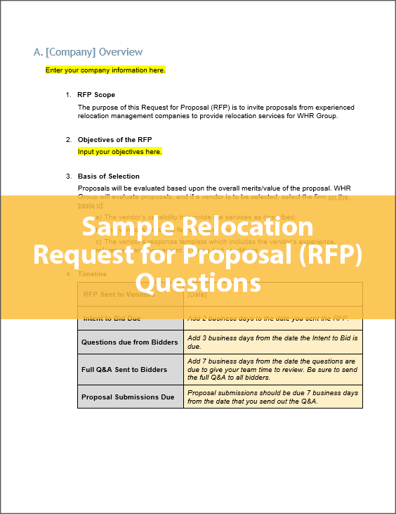 Exemples de questions pour une demande de propositions de relogement