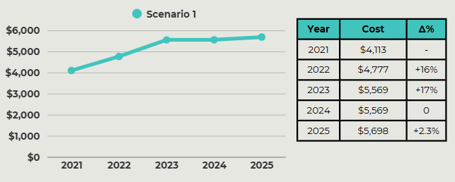 方案 1：4,000 磅租用者装运，家庭人口为 2 人。